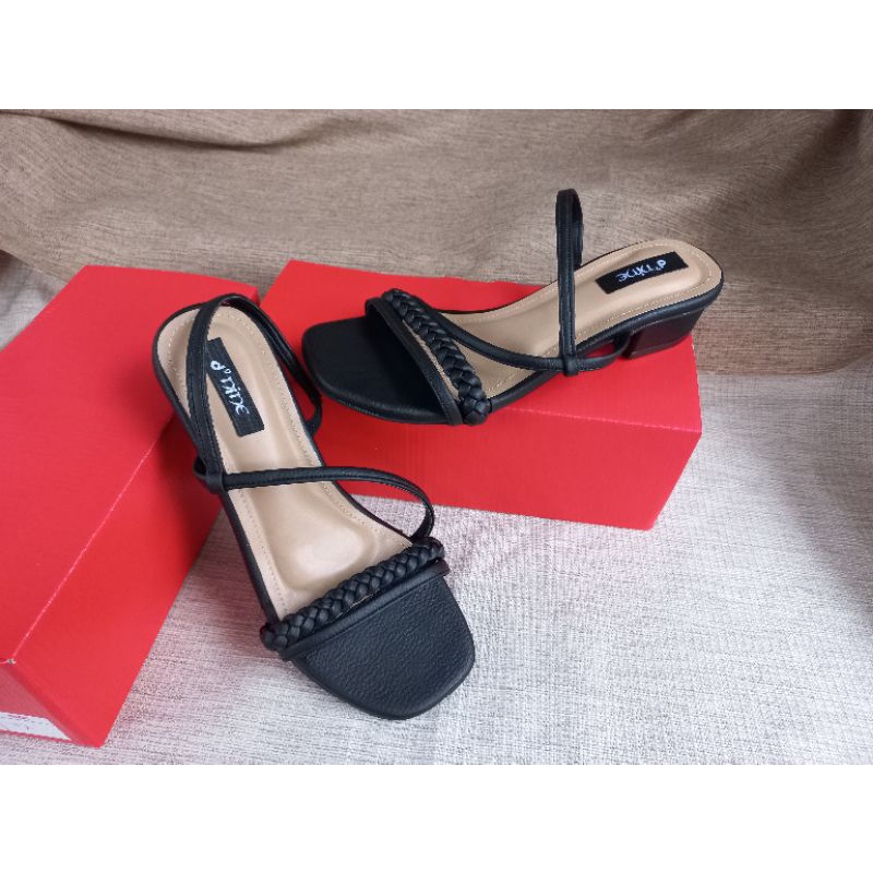 d'NINE ST 10 Sandal wanita sandal heels hak 3cm variasi kepang
