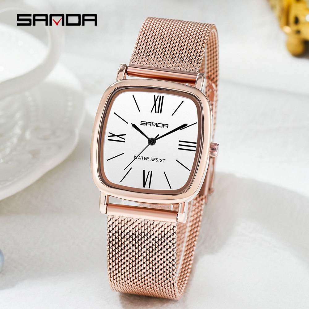 SANDA P1101 Jam Tangan Wanita Analog Classic Tali Stainless Steel Quartz WATCHKITE WKOS