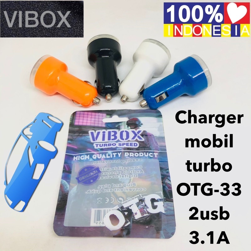 Ready VIBOX CAR CHARGER MOBIL TURBO SPEED OTG-33 2Usb 3.1A