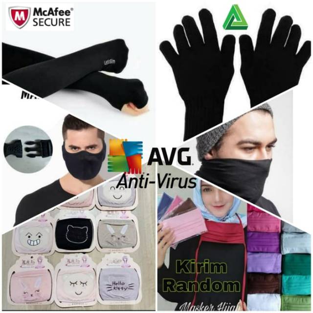 6in1- ANTI VIRUS sarung tangan masker kain hijab corona debu buf motor