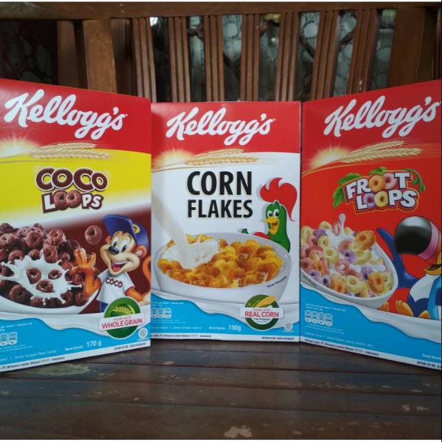 

Kelloggs corn flakes, froot loops, coco loops