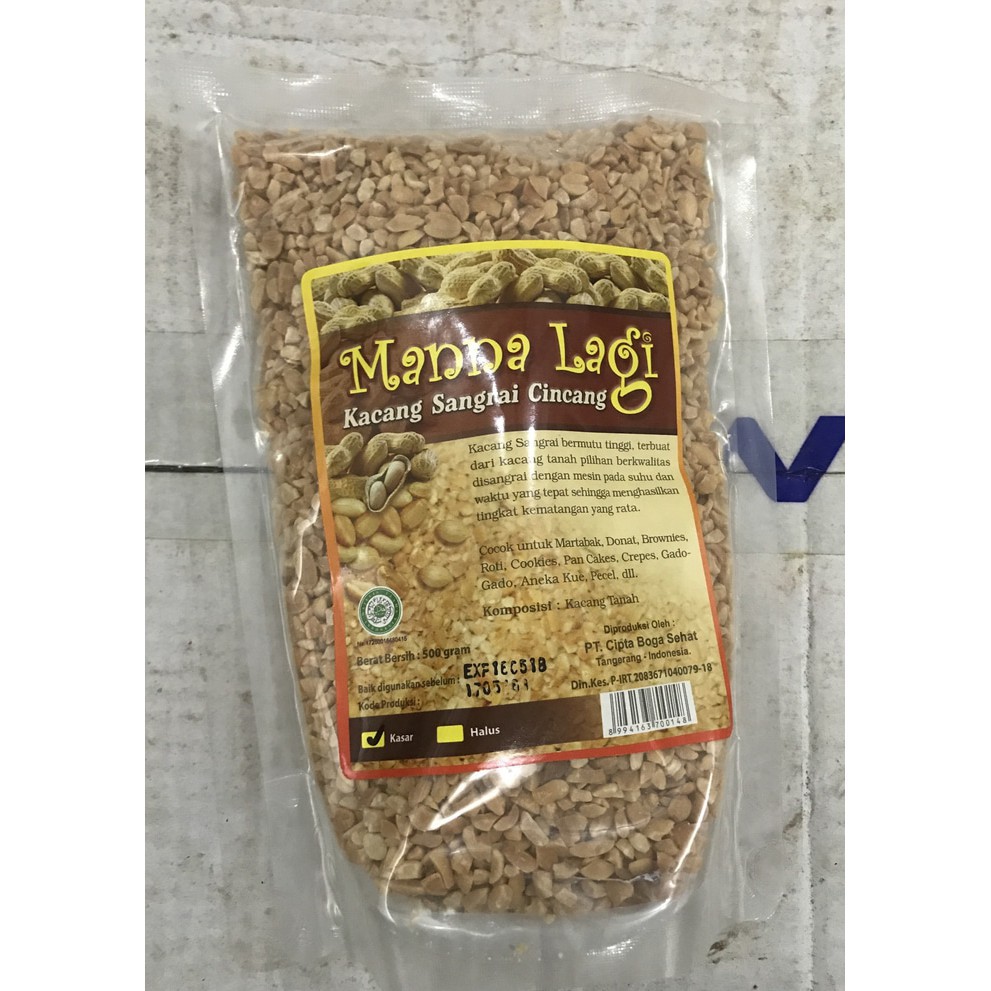 Kacang Tanah Cincang Sangrai Manalagi (Sedang/Kasar) Kemasan 500gram