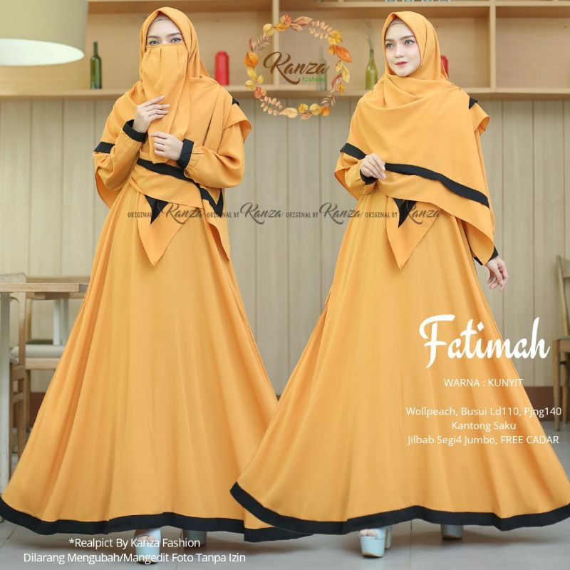 GAMIS SET CADAR FATIMAH SYARI ORIGINAL KANZA BAHAN WOLLPEACH