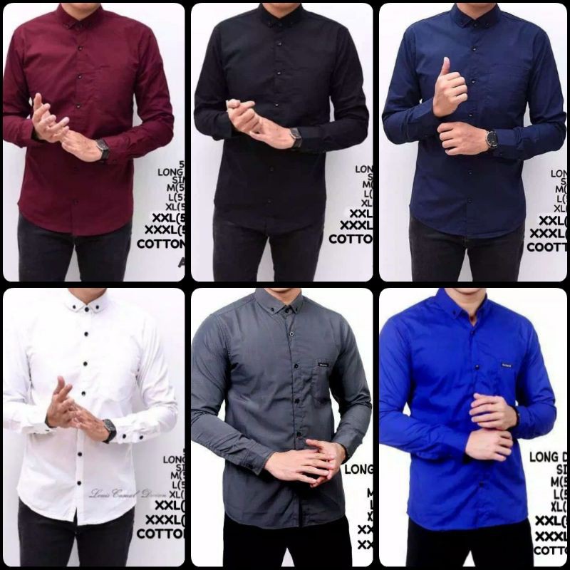 Kemeja Pria Polos Jumbo M L XL XXL XXXL Fashion Maikel Katun Strit kemeja Slimfit Kemeja Alisan