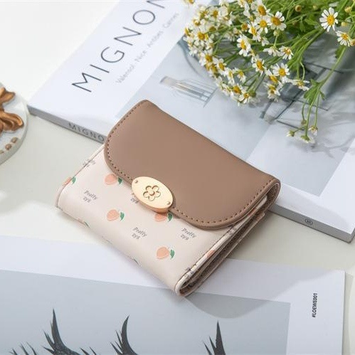 DOMPET LIPAT WANITA IMPORT PRETTYZYS ORI COKLAT SAMANTHA KULIT KOREA WA586B7 BRANDED MINI IMPORT LUCU KECIL KARTU UANG KOIN PENDEK CEWEK KEKINIAN KOREA SIMPLE PREMIUM