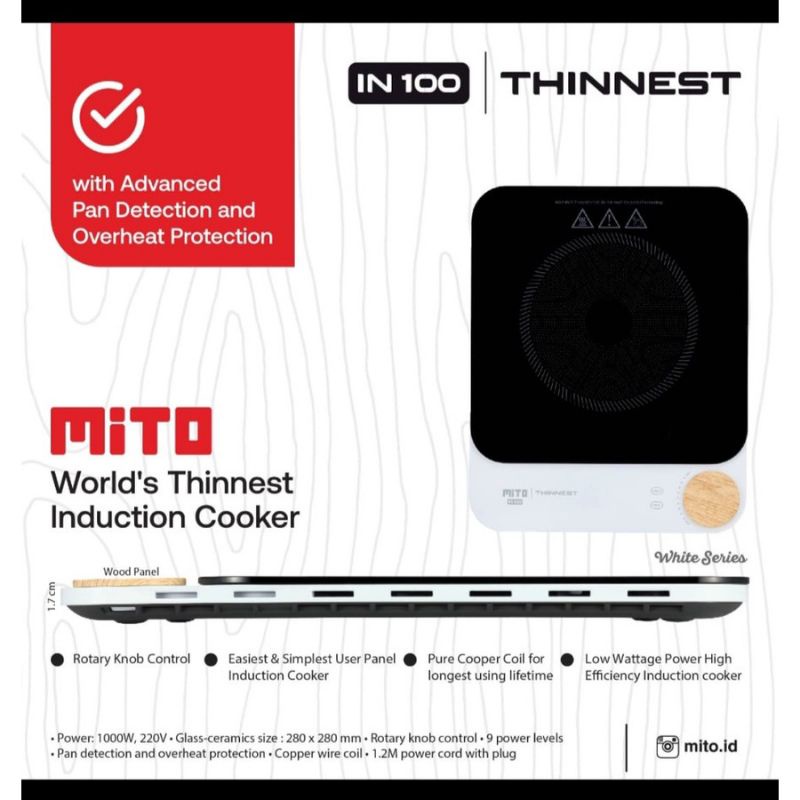 Mito Mitochiba Kompor induksi Induction Cooker SPEK IN-100 / IN100  GARANSI RESMI