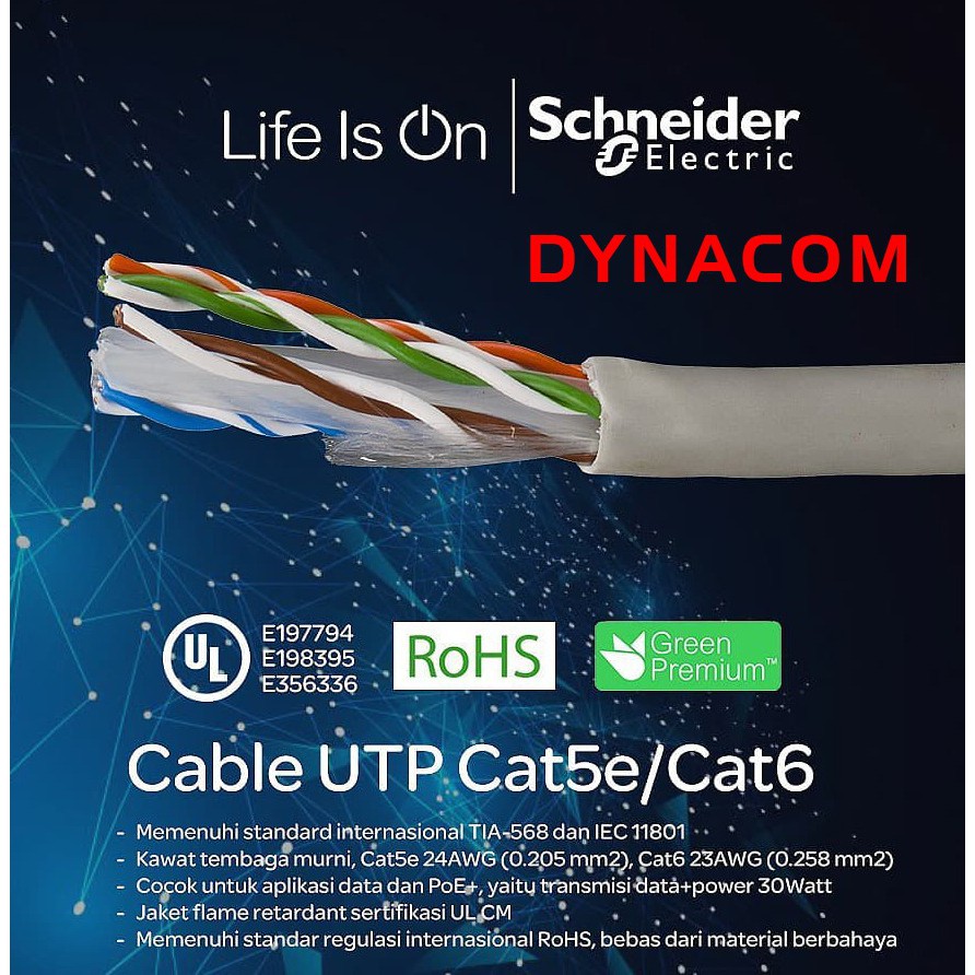 Kabel LAN Schneider Digilink UTP Cat.5e 1 rol 100 meter ORIGINAL | cat5e