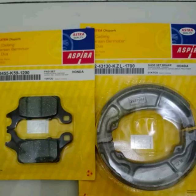 Paket kampas rem depan &amp; belakang Aspira for Vario 125/150 LED 2018-2019 K59 Terbaru/ Vario 160 new 2020