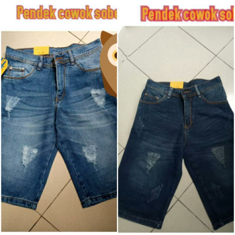 CELANA JEANS SOBEK PENDEK / JEANS SOBEK COWOK