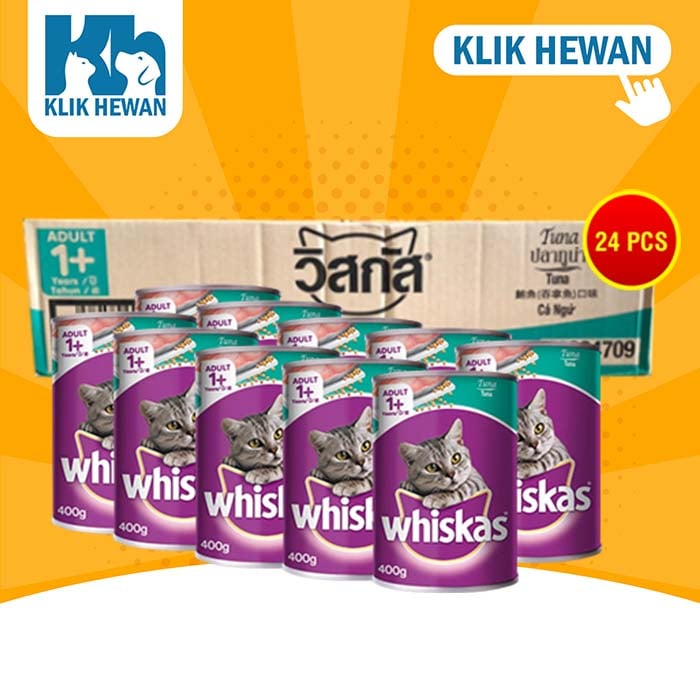 Makanan Basah Kucing Whiskas Kaleng Wetfod Grosir Dus Isi 24 PCS 400GR