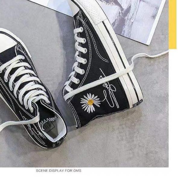 Sepatu Boots Flat Model Ankle Hidden Daisy TANDA TANGAN Bahan Kanvas Fashion untuk Wanita Import