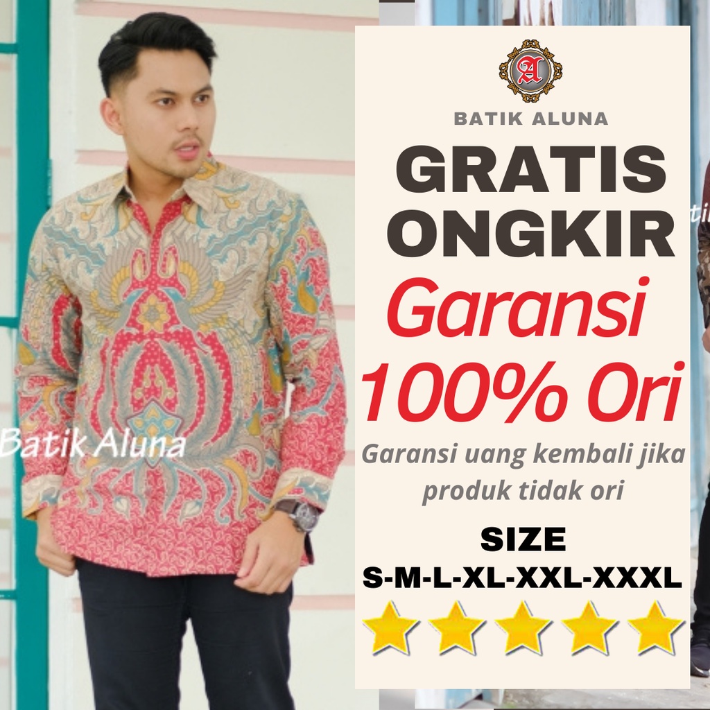 Kemeja Lengan Panjang Jumbo Cowok Pria Dewasa Baju Batik Aluna Premium Solo K073 Baju Batik Aluna Pr