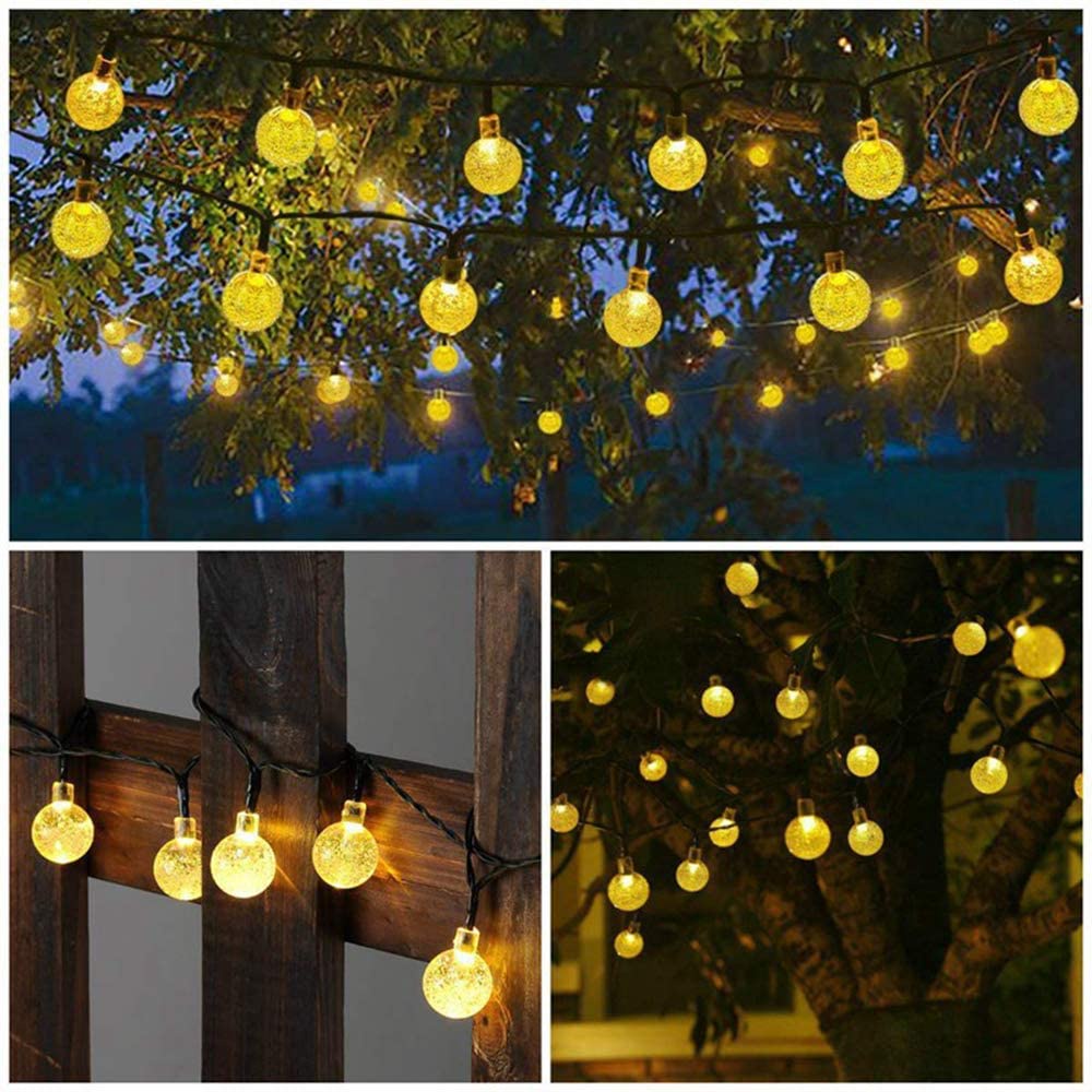 Lampu Hias Bola Kristal Lampu Hias Dekorasi Solar Panel 50 LED 7 Meter &amp; 30 LED 6.5M Lampu LED Tumblr Natal Hias Bulat Dekorasi Model Bola Kelereng Anggur Lampu Hias MALAM ROMANTIS tenaga matahari special Light String Ball String Lights Flash Christmas