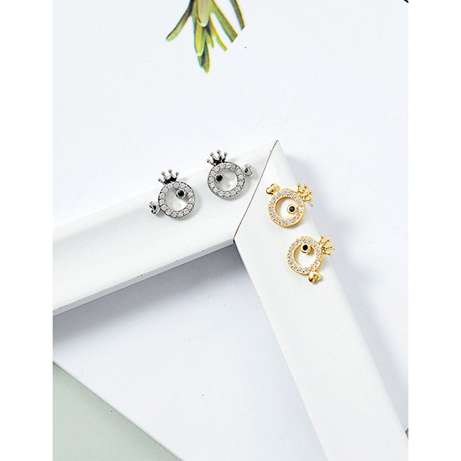 LRC Anting Tusuk Fashion Gold S925 Silver Needle Small Fish Zircon Earrings D15314