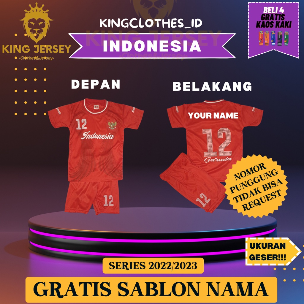 JERSEY BOLA INDONESIA UNTUK ANAK ANAK 0-15 TAHUN KEATAS