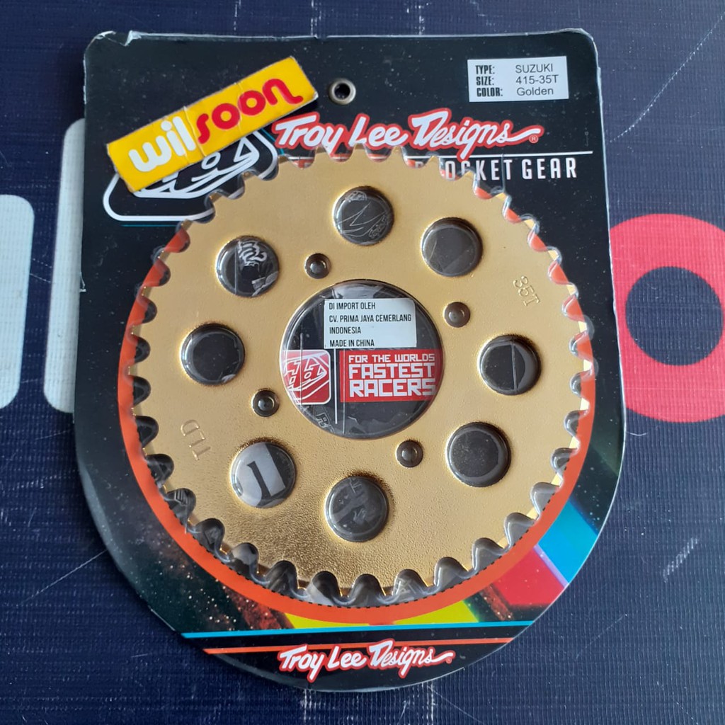 Gear Belakang / Rear Sprocket Suzuki Smash / Satria FU 150 / Rider 150 Troy Lee Designs 415-35T Gold-2