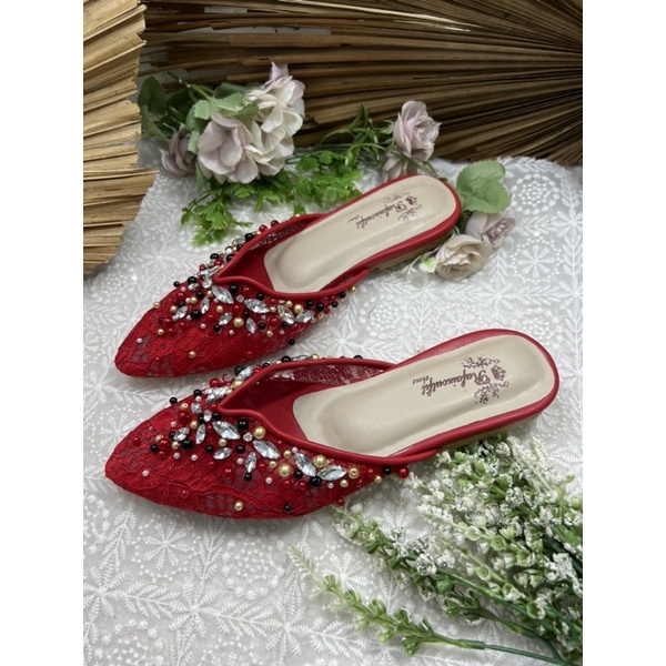 flatshoes merahcabe wedding shoes