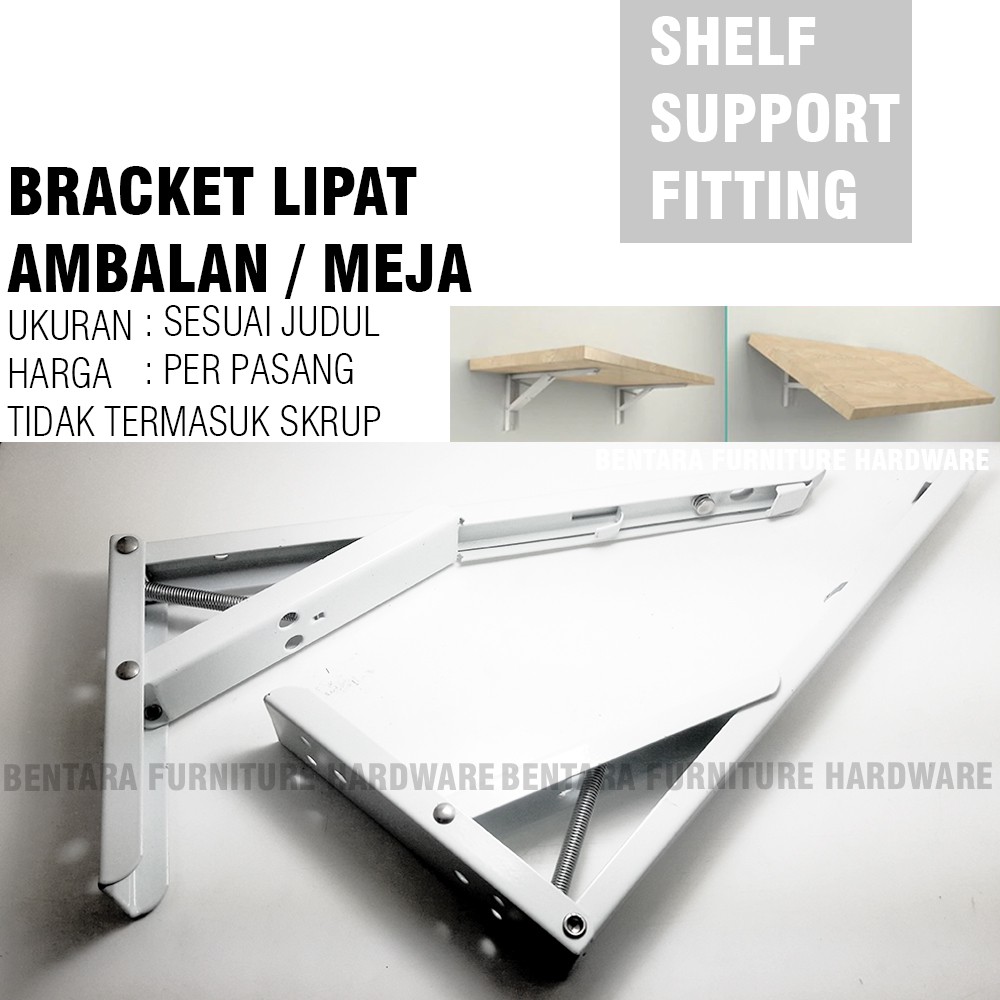 10 Inchi Braket Siku Rak Lipat Ambalan Dinding - 25 CM Siji Folding Shelf Brackets Wall Mount 10&quot;