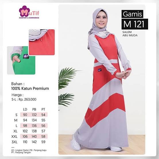 Gamis Kaos Original Mutif 121 (Hijau, Ungu, Salem)