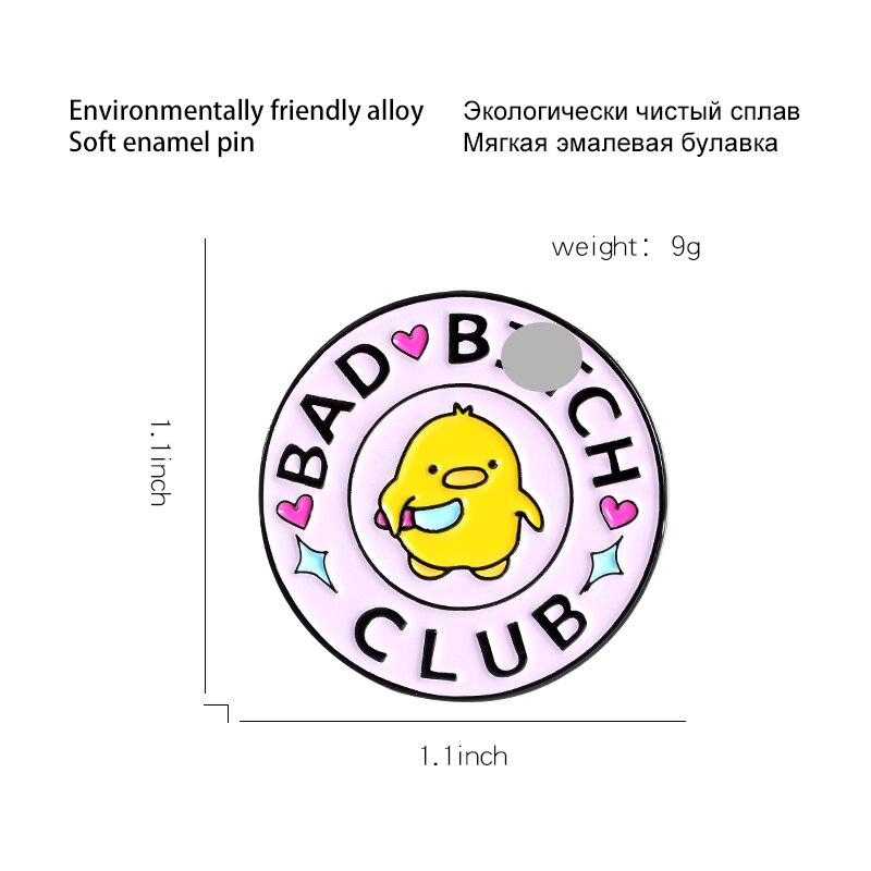 Bad BCH Club Bros Pin Enamel Bulat Motif Anak Ayam Untuk Aksesoris Tas / Kemeja / Hadiah Teman