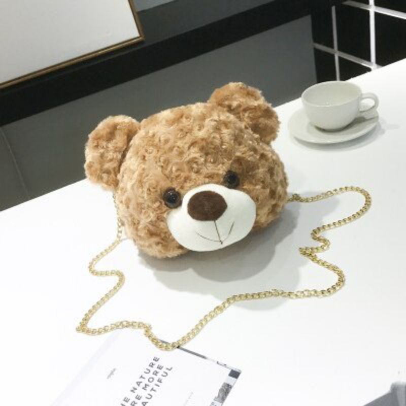 Tas Bulu Selempang TEDDY BEAR Tas Kepala Boneka