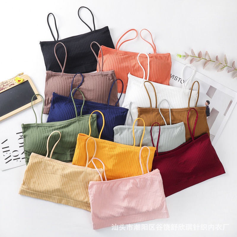 GO! BR006 Bra Garis polos wanita TANK TOP tanpa kawat bahan halus BH cewek TANKTOP simple import COD