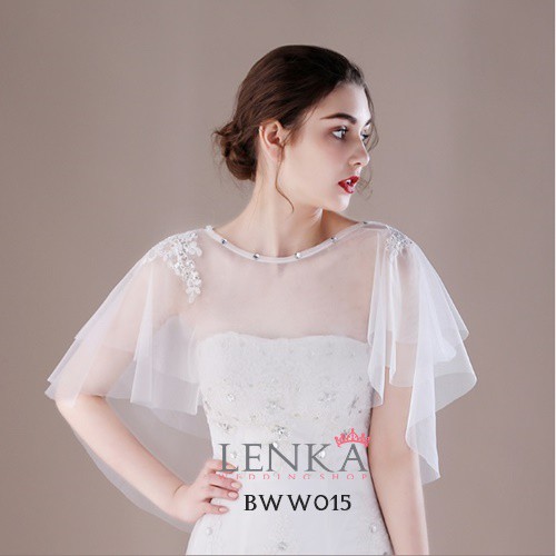 [SIAP KIRIM] BOLERO PENGANTIN WANITA MODERN PESTA RENDA PUTIH KOREA BWW015