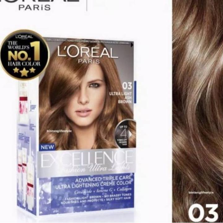 Banyak Diskon OFF&002 Loreal Paris Fashion Ultra Light Pewarna cat rambut 03 Ash Brown coklat pewarn
