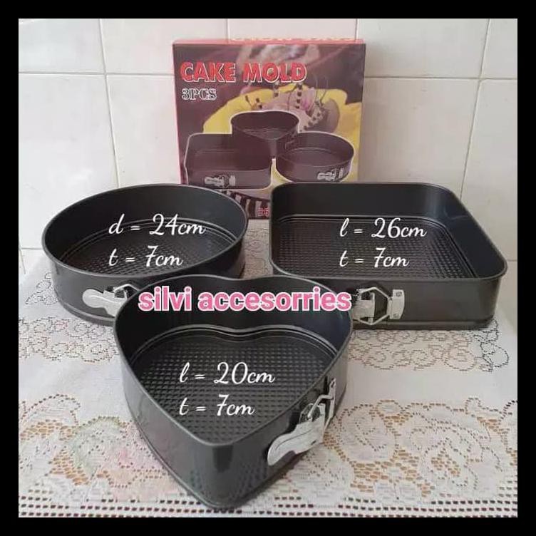 Terlaris Loyang Kue Bongkar Pasang Spring Foam Bentuk Bulat Kotak Hati