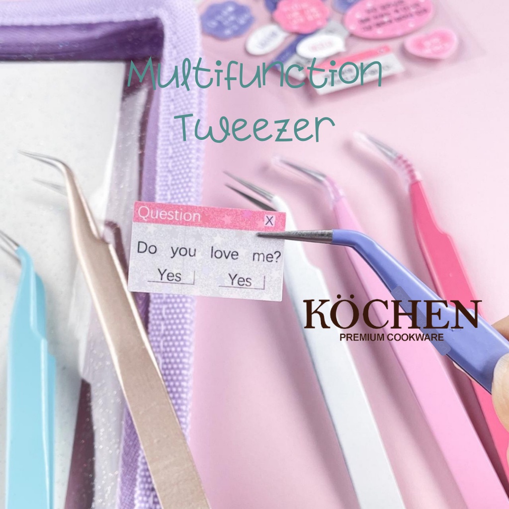 MYKOCHEN.INA Pinset Tweezer Lurus Bengkok Lengkung Pinset Sticker Bulumata Eyelash Extension Serbaguna Gundam Pastel Color Tweezer Hand Craft Pinset Penjepit Kerajinan Tangan