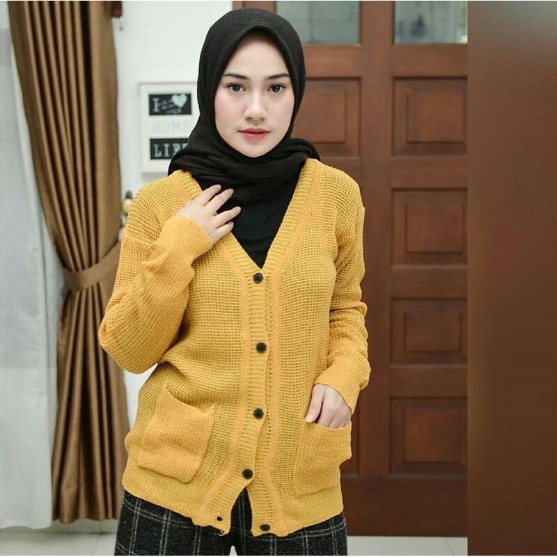 Merisa  Outer Cardigan  Rajut/ Rajut Kancing Saku Outer