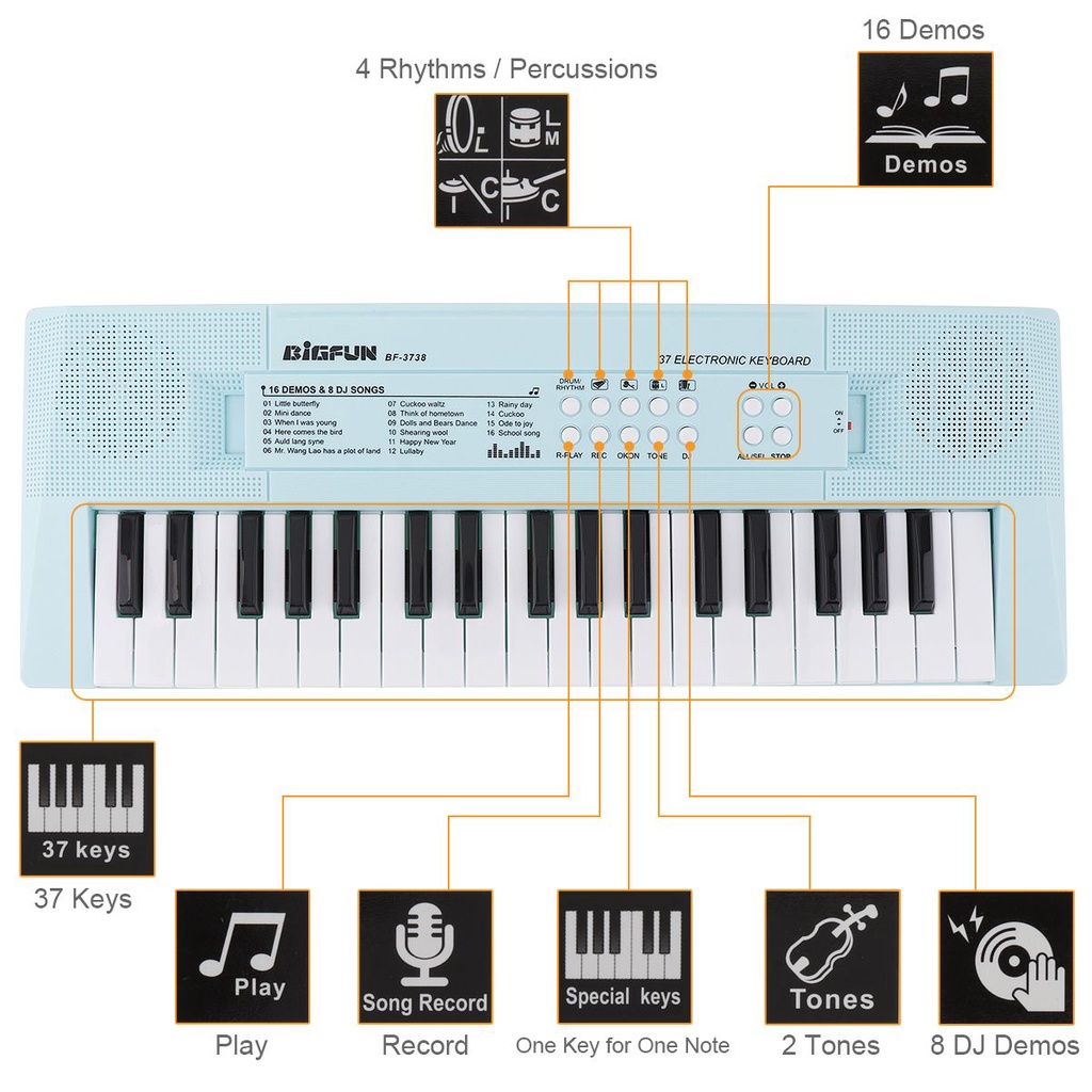 Keyboard Piano Digital Elektronik 2 Warna Dengan Mikrofon Untuk Hadiah Anak