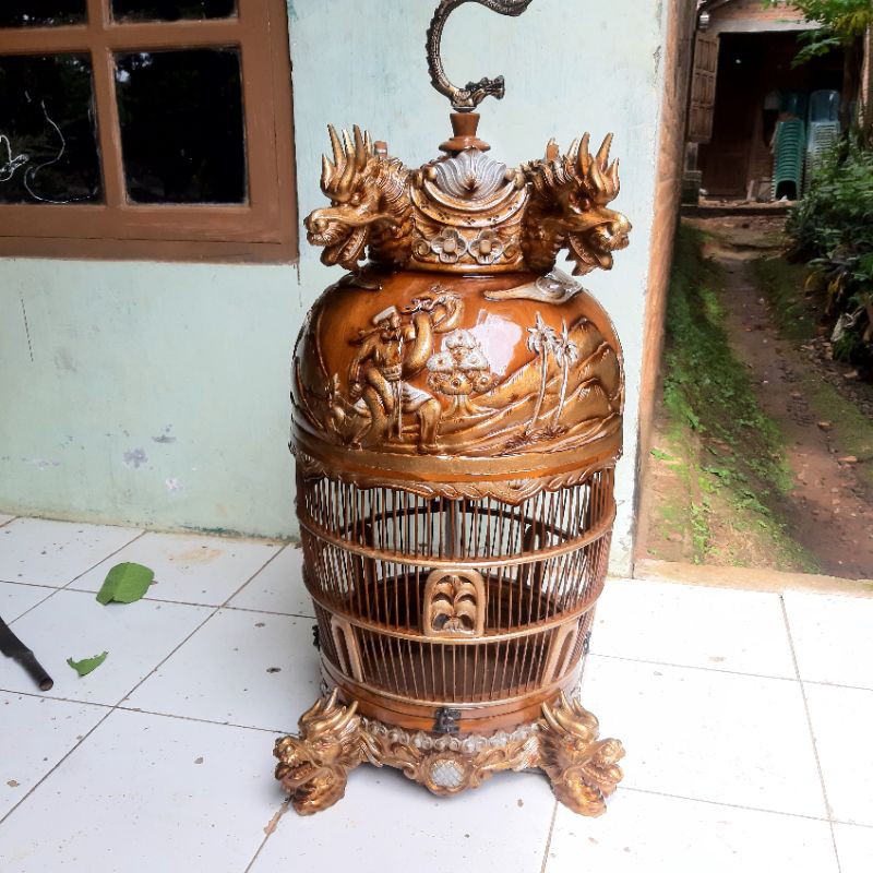 sangkar burung perkutut ukir naga