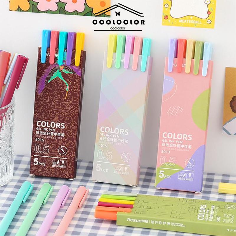 

COD❤️5PCS/SET Macarons pena akun tangan warna pena gel Fashion Wanita Korea Aksesoris Murah Import
