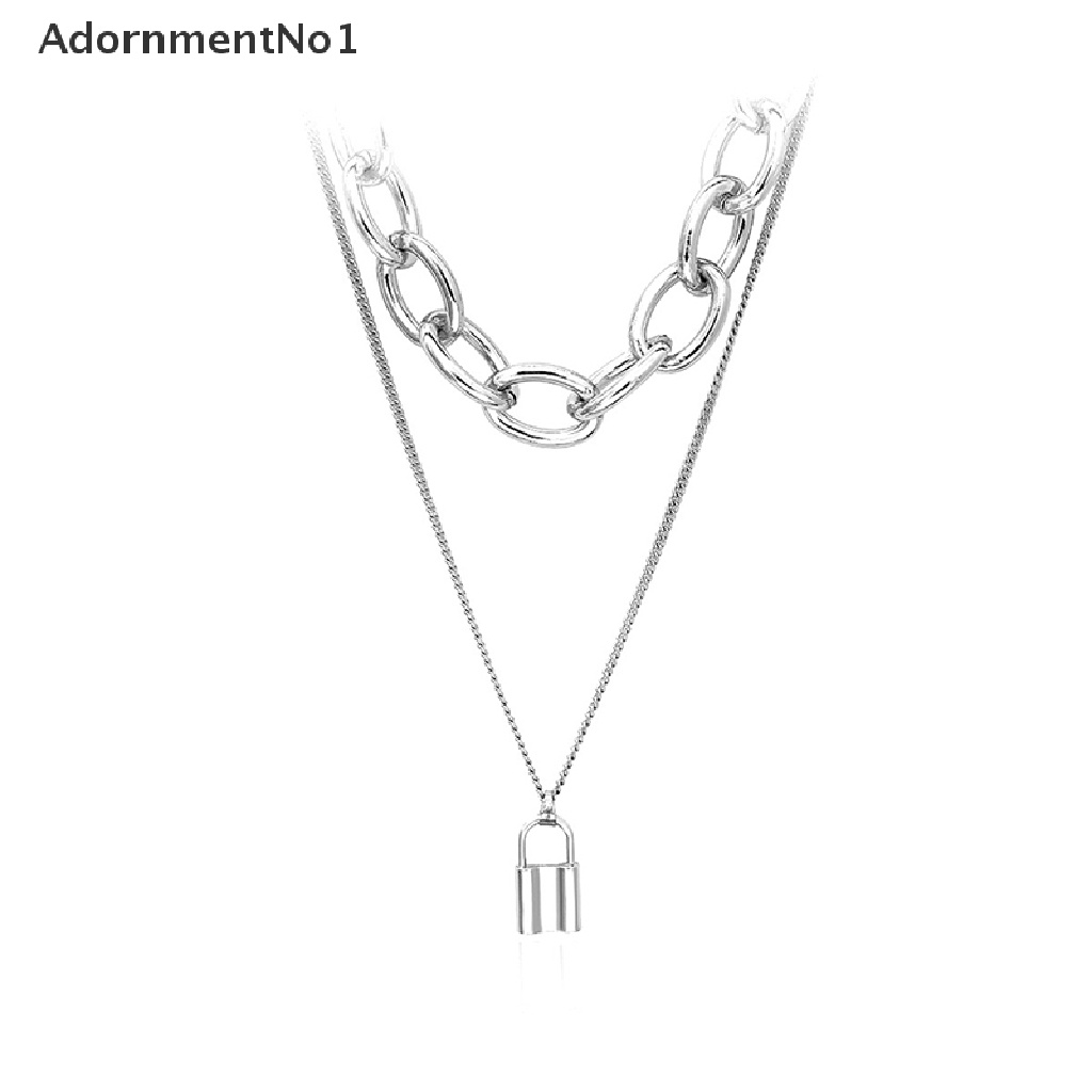 (AdornmentNo1) Kalung Rantai Pendan Gembok Gaya Punk Untuk Unisex