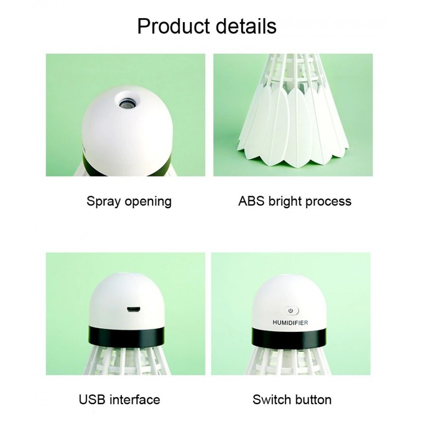 NANUM Creative Mini Badminton Aroma LED Light Humidifier 240ML