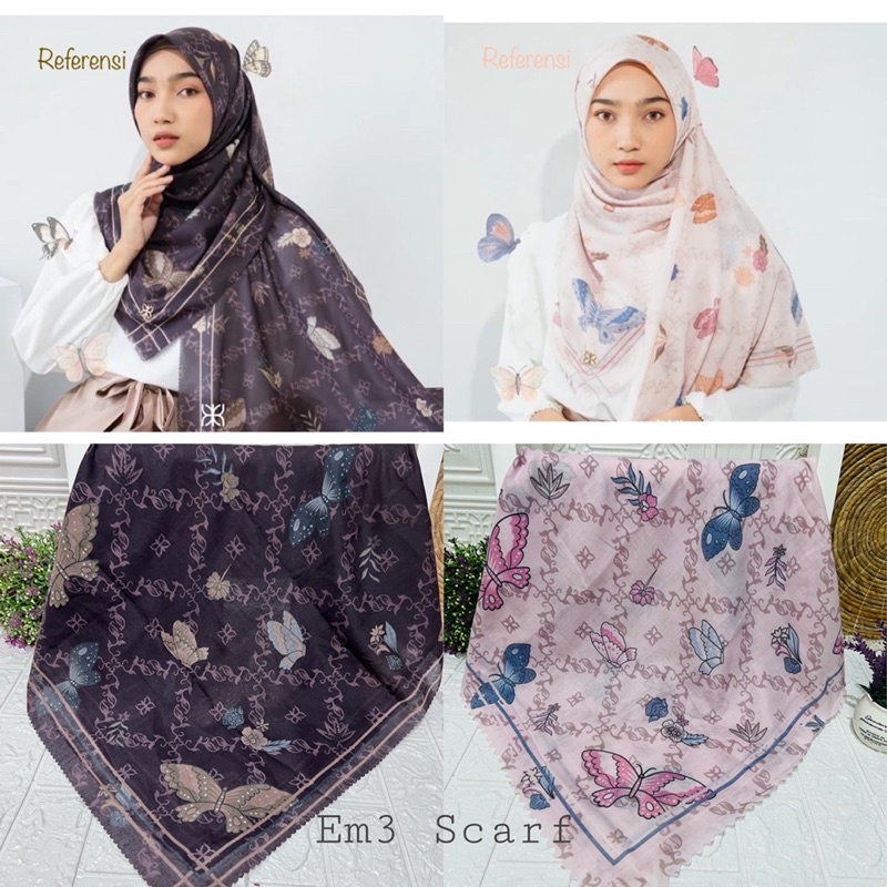 Em3 Scarf HIJAB VOAL MOTIF LASERCUT Butterfly