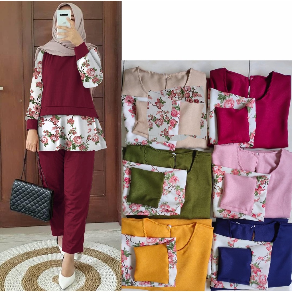 AS FASHION-PROMO-US-SETELAN TUNIK DAN CELANA WANITA CASUAL MUSLIM-STELAN HIJABSET MUSLIMAH