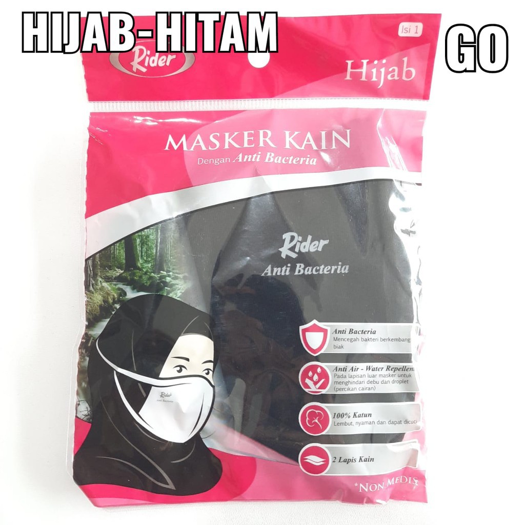 bb RIDER MASKER HIJAB Anti Bacteria Halus 100% Original