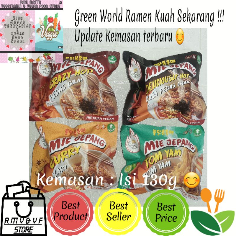 

Green World Ramen - Mie Kuah Jepang Instan Vegetarian Vegan Noodles 130gr