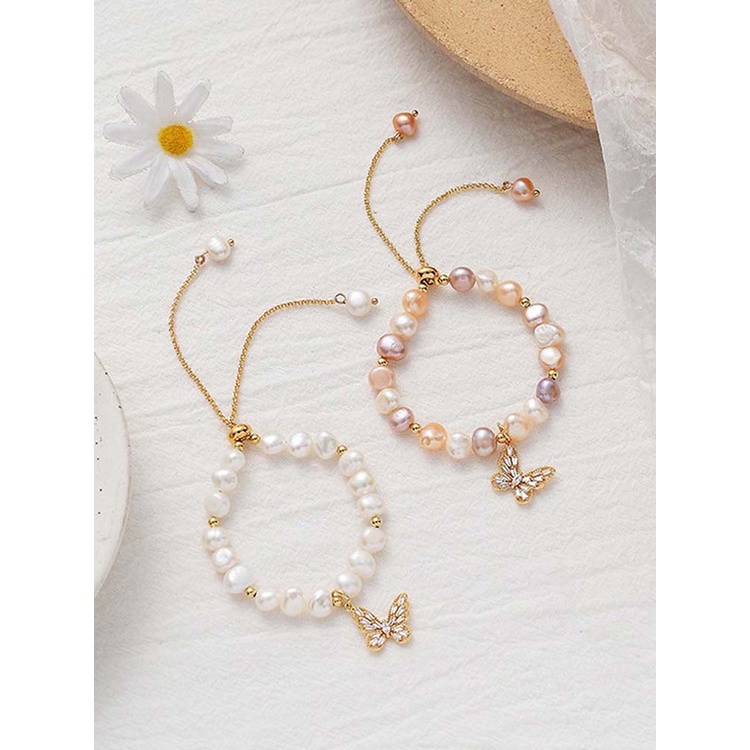 Gelang Tangan Rantai Aksen Bungakupukupumutiara Imitasi Untuk Wanita butterfly
