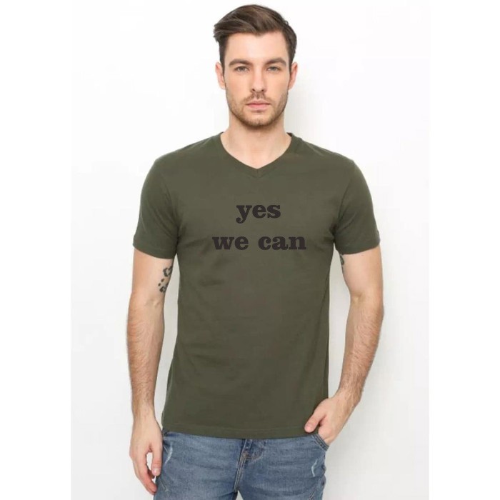 KAOS PRIA YES WE CAN / KAOS PRIA VNECK/ KAOS PRIA