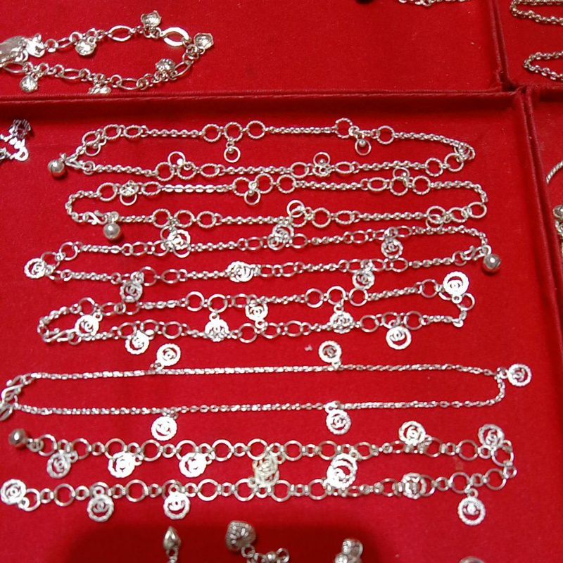 Gelang kaki dewasa bahan perak murni