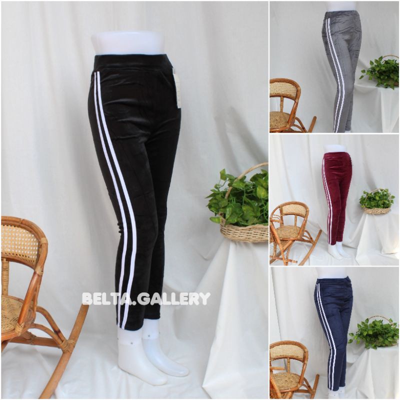 Legging Bludru List Premium Import