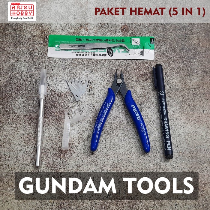 Paket Hemat 5 in 1 Gundam Tools Rakit Gunpla Tool Kit Set Nipper