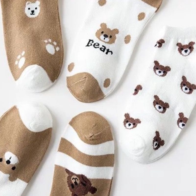 Kaos Kaki Bear Import Beruang Coklat Import Kaos Kaki Pendek Bear Cute Women Socks