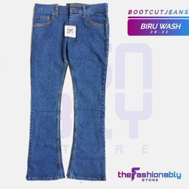 Celana Jeans Boot Cut / Bootcut / Cutbray Biru Wash Pria Original