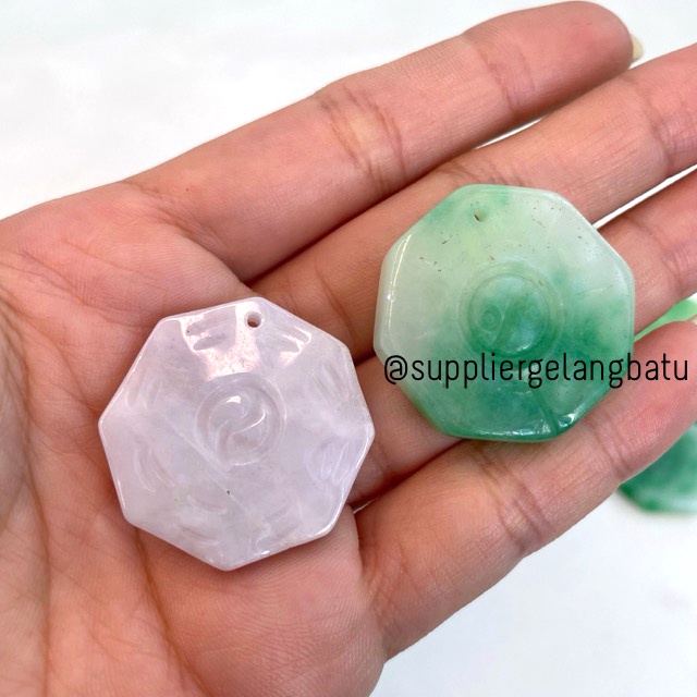 Liontin Giok Cina Ping An Kou Hetian Hongkong Asli Batu Alam Packing aman Guci Cina Labu Yin Yang Pak Kwa penangkal setan roh jahat