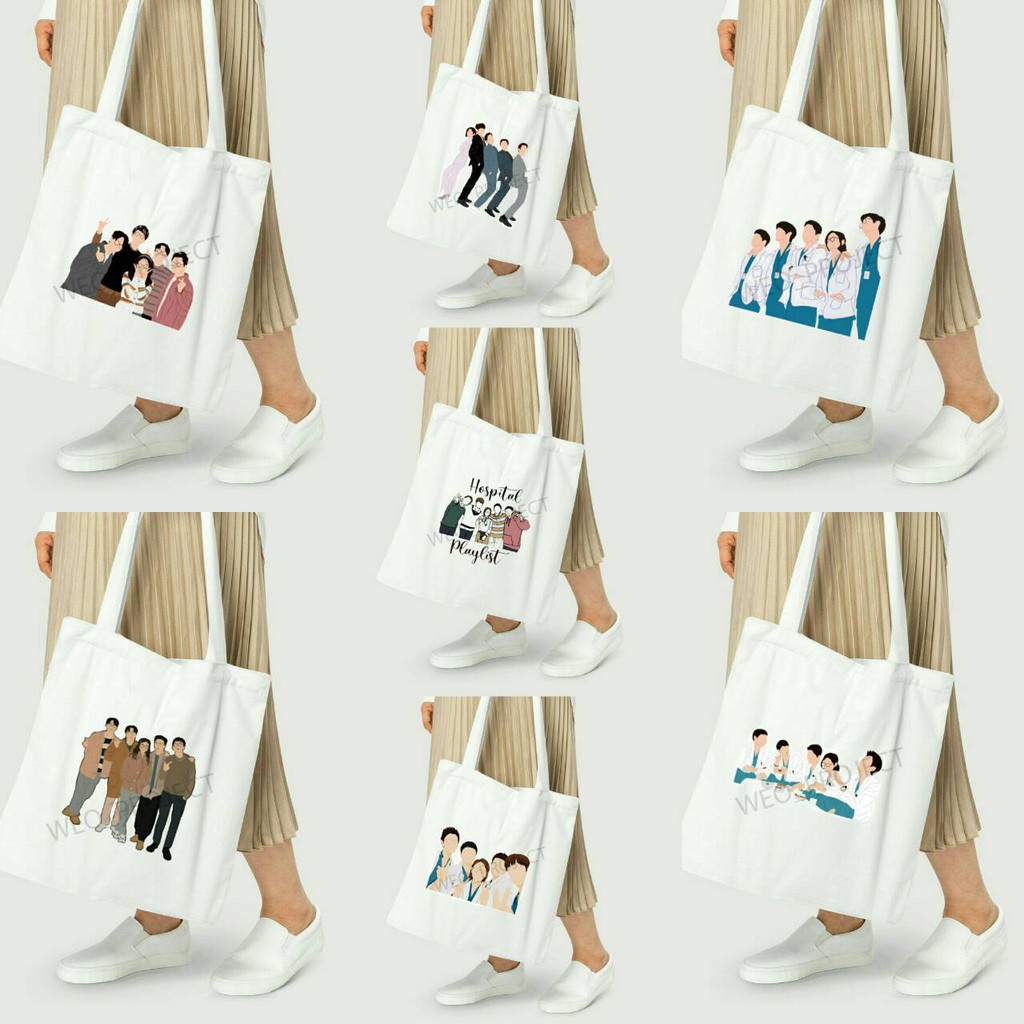 TOTE BAG KANVAS MURAH / TOTE BAG WANITA / TOTE BAG MOTIF HOSPITAL PLAYLIST