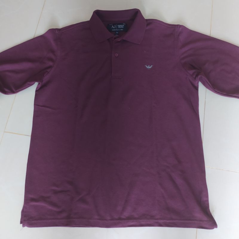 polo lengan panjang kaos kerah Armani Jeans